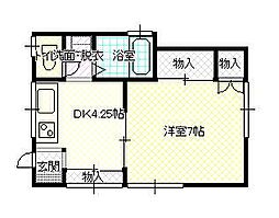 フラット英翠 1Kの間取図画像