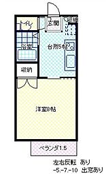 シャルム吉原NORTH 1DKの間取図画像