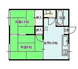 ハイツ富南 2Kの間取図画像