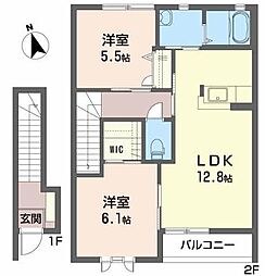 シャーメゾンS 2LDKの間取図画像