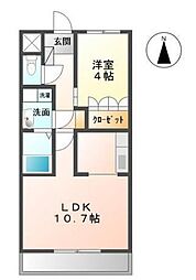 アシューレ成沢 1LDKの間取図画像