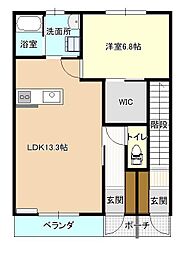 エトワール嶋南・A 1LDKの間取図画像