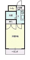 セレーネ白山 1Kの間取図画像