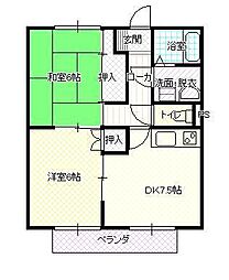 ドエル708 2DKの間取図画像