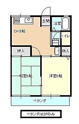シティハイム久保田 2DKの間取図画像