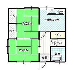 ヴァンベール東青田 2DKの間取図画像