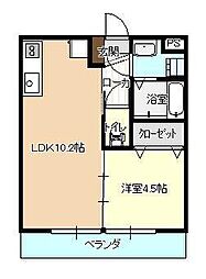山形市五日町アパート 1LDKの間取図画像