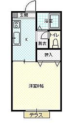 ふじハイツ深町 1Kの間取図画像