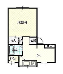 コーポ蜂屋 1Kの間取図画像