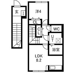 アクアフィオーレ江南 1LDKの間取図画像