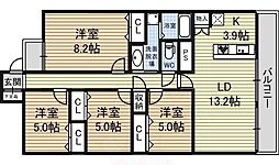 名鉄名古屋本線 山王駅 徒歩9分の賃貸マンション 9階4LDKの間取り