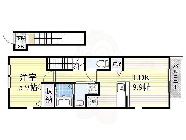 愛知県名古屋市熱田区四番１丁目(賃貸アパート1LDK・2階・41.98㎡)の写真 その2