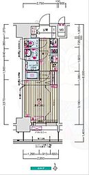 名古屋市営東山線 新栄町駅 徒歩3分の賃貸マンション 13階1Kの間取り