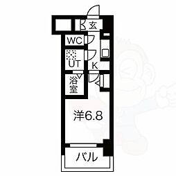 名古屋市営名港線 日比野駅 徒歩5分の賃貸マンション 6階1Kの間取り