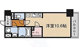 名古屋市営名港線 築地口駅 徒歩9分の賃貸マンション 6階ワンルームの間取り