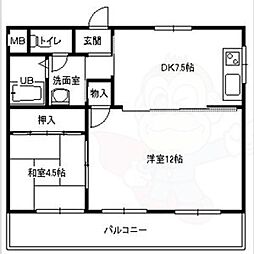 メゾン惟信 2DKの間取図画像