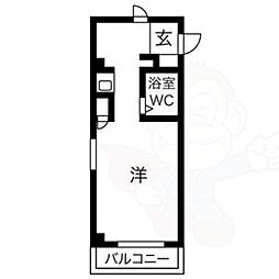 スミックスコーポ宝生 ワンルームの間取図画像