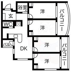 コンセール妙音通 4DKの間取図画像