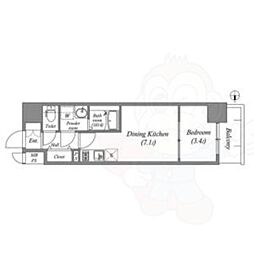 名古屋市中区金山3丁目マンション 1DKの間取図画像