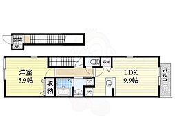 クレメント花塚 1LDKの間取図画像