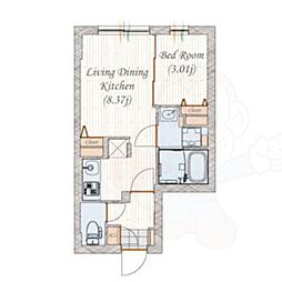 quador名古屋城駅 1LDKの間取図画像