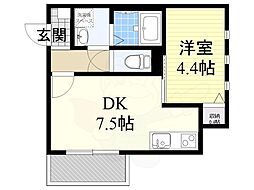 MOVE六番町EAST 1DKの間取図画像