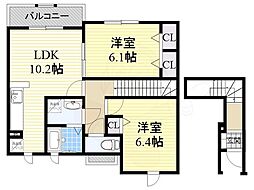 トロワブリラン1 2LDKの間取図画像