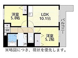 サンプロスミタニ 2LDKの間取図画像