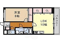プログレスアサダ瓦町 1LDKの間取図画像