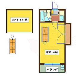 レオパレス築地口第6 1Kの間取図画像