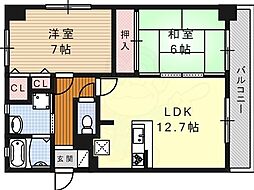 瑠璃光ビル 2LDKの間取図画像