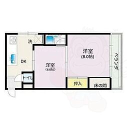 伊正マンションビル 2DKの間取図画像