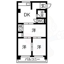 第一協和コーポ 2LDKの間取図画像