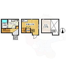 アースクエイク白水南棟 ワンルームの間取図画像