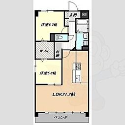 レジデンス光和3 2LDKの間取図画像