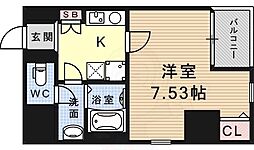 アルテミス平和 1Kの間取図画像