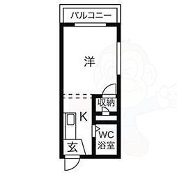 ドエルMH ワンルームの間取図画像