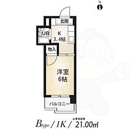 サン・スグモビル 1Kの間取図画像
