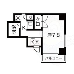 ルーミヤ鶴舞 1Kの間取図画像