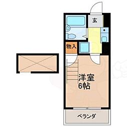 プライム八田 1Kの間取図画像
