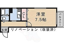 パークサイドアパートメントパーソンズ 1Kの間取図画像