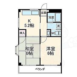 コーポNM2 2DKの間取図画像