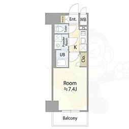 エスリード栄ラ・ヴィ 1Kの間取図画像