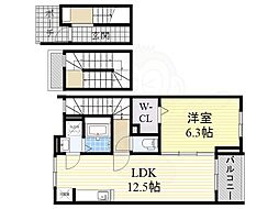 シュエット 1LDKの間取図画像