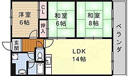 セゾンピア中川 3LDKの間取図画像