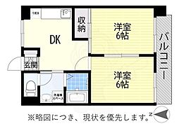 アメニティ豊 2DKの間取図画像