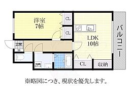 プログレスアサダ瓦町 1LDKの間取図画像