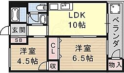 杉江レジデンス 2LDKの間取図画像
