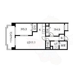 ユーハウス鶴舞2 2LDKの間取図画像