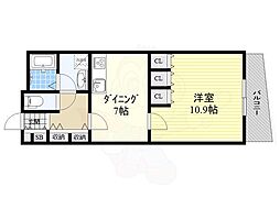 セイント橘 1DKの間取図画像